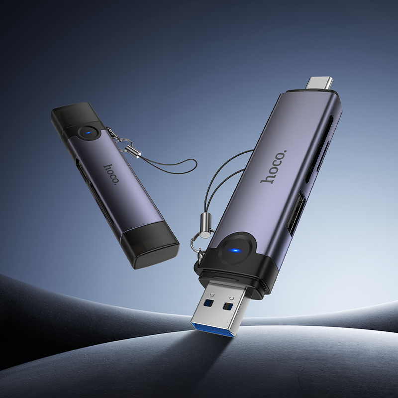 Hoco 3in1 USB/USB-C Card Reader HB56 - Metal Gray